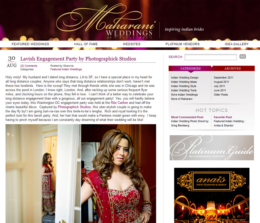 , Featured Event: Shireen and Ranjeev on Maharani Weddings