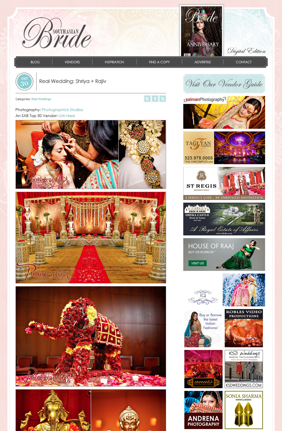 , Washington DC Wedding Photographer Published on South Asian Bride Magazine