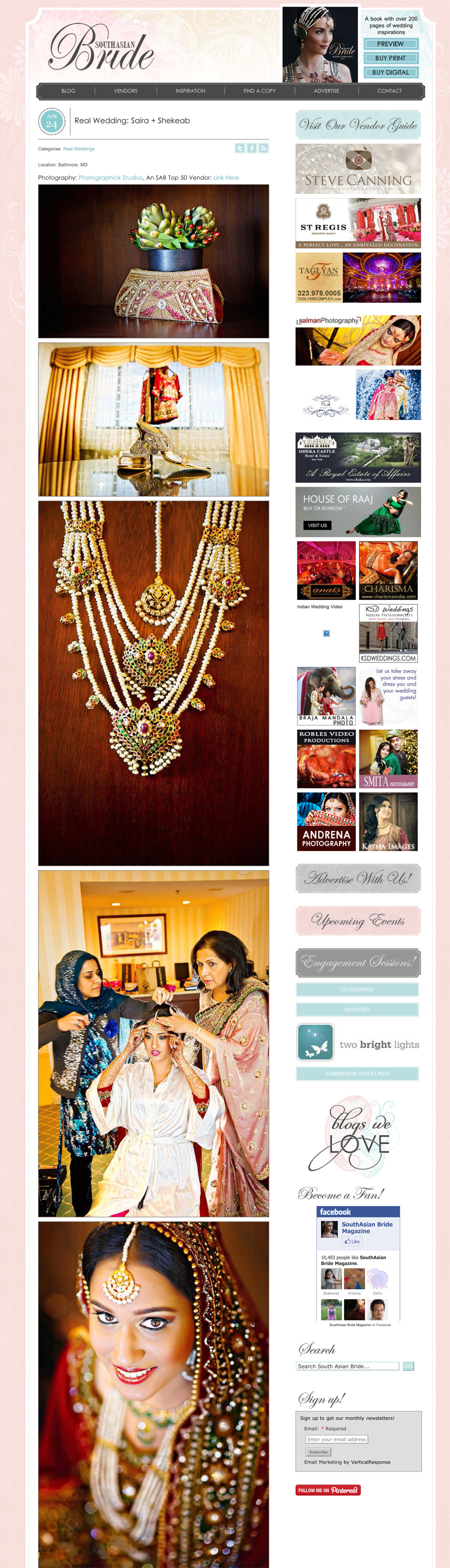 , Published: Saira and Shekeab&#8217;s wedding published in South Asian Bridal Magazine!