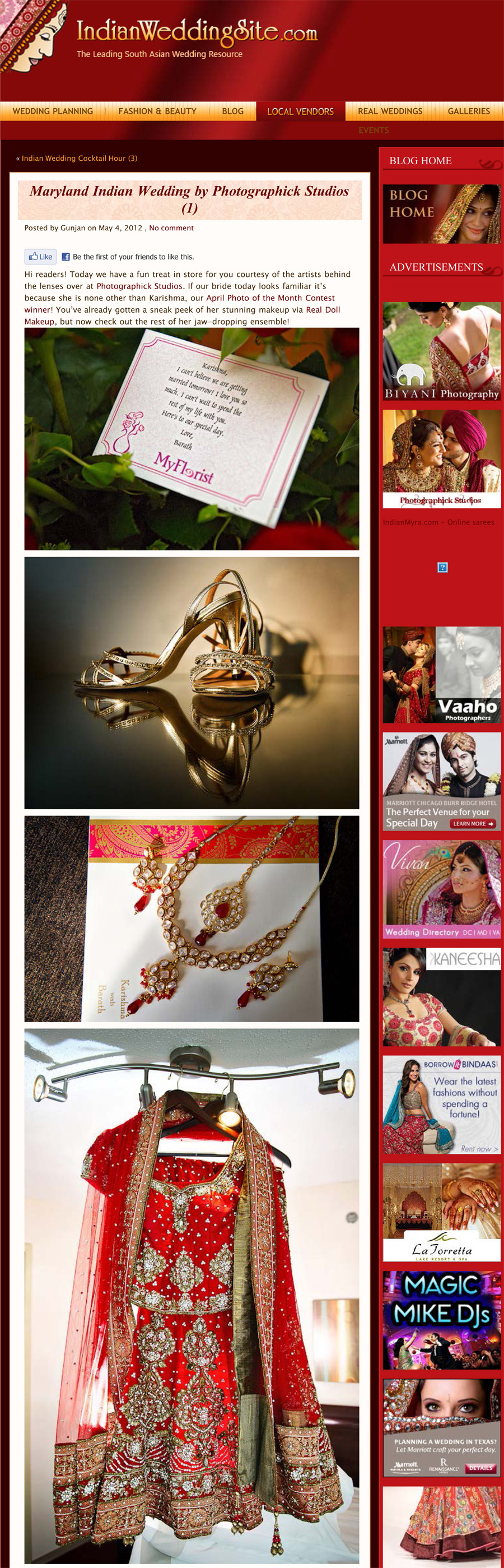 , Washington DC Wedding of Karishma and Barath Published on Indian Wedding Site!