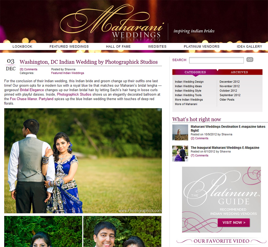 , Wedding Published on Maharani Weddings!