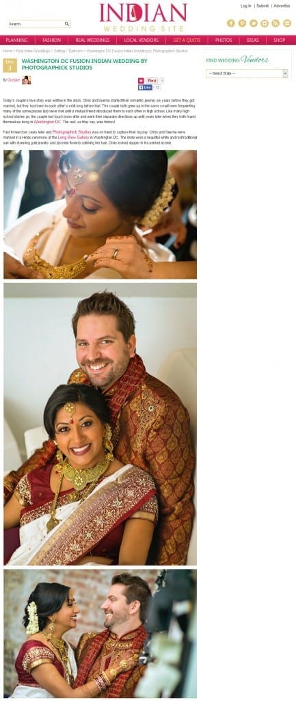 , Seema and Chris&#8217;s Beautiful Wedding was Published on Indian Wedding Site!