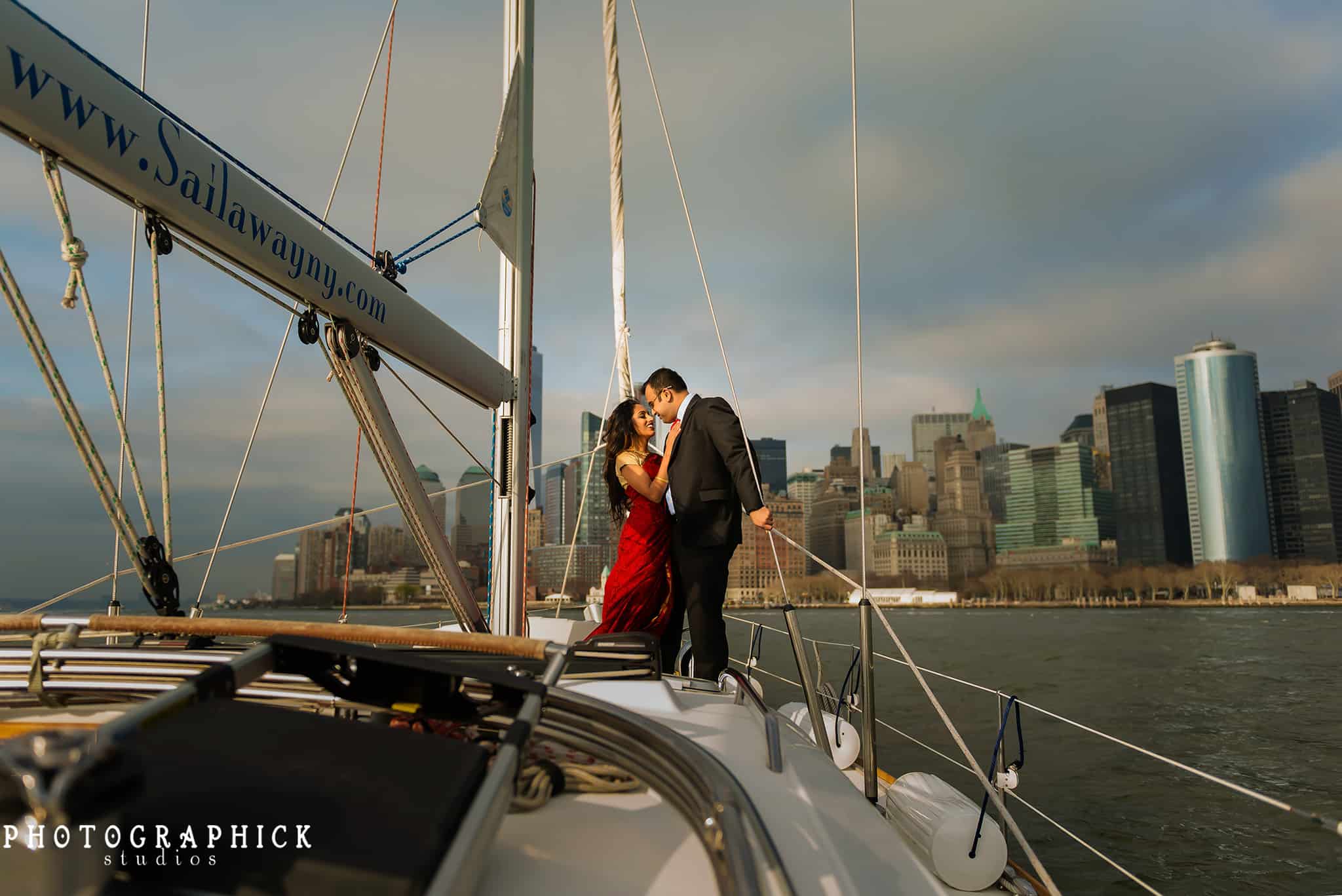 New York City Sailboat Engagement Session, New York City Sailboat Engagement Session: Nithya and Arvind