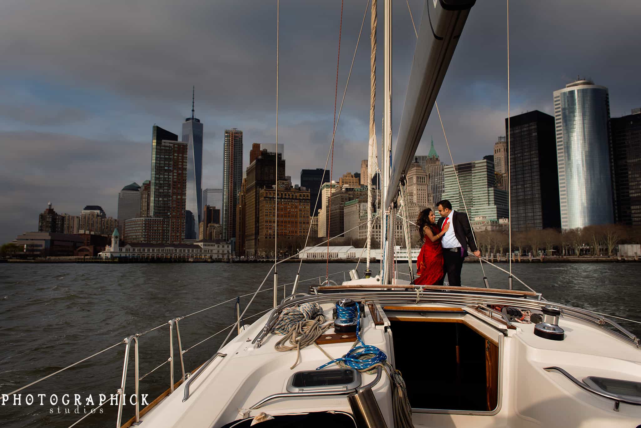 New York City Sailboat Engagement Session, New York City Sailboat Engagement Session: Nithya and Arvind