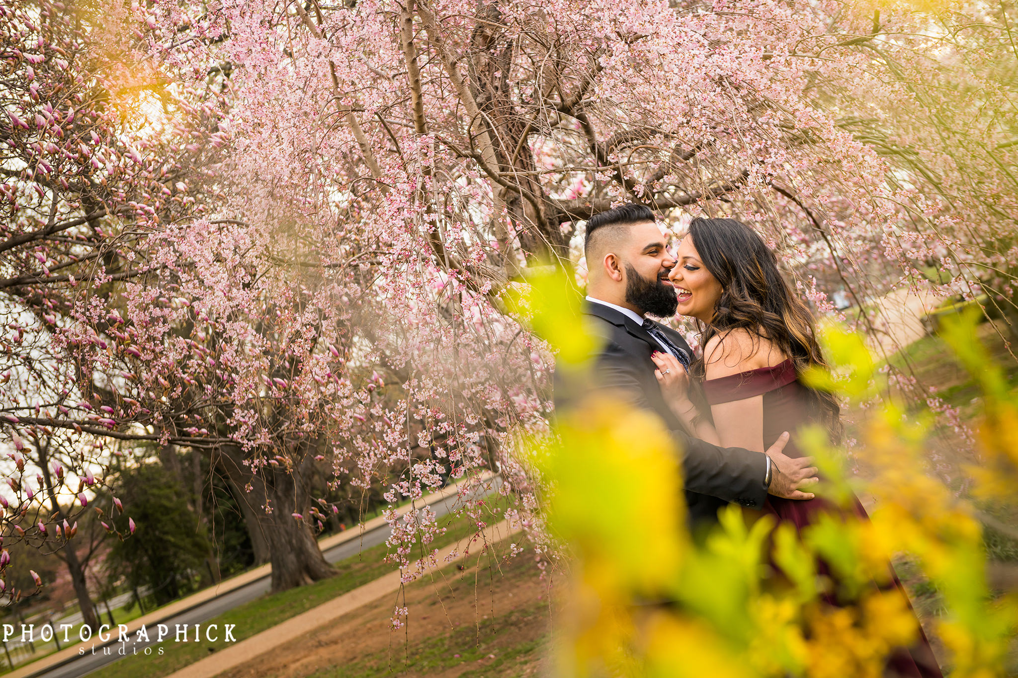 , Jefferson Memorial Engagement Session of Gunita and Harpreet